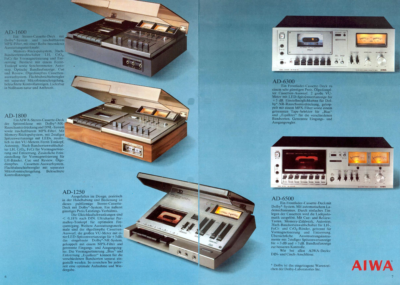 AIWA AD-1600 AD-1800 cassette decks
