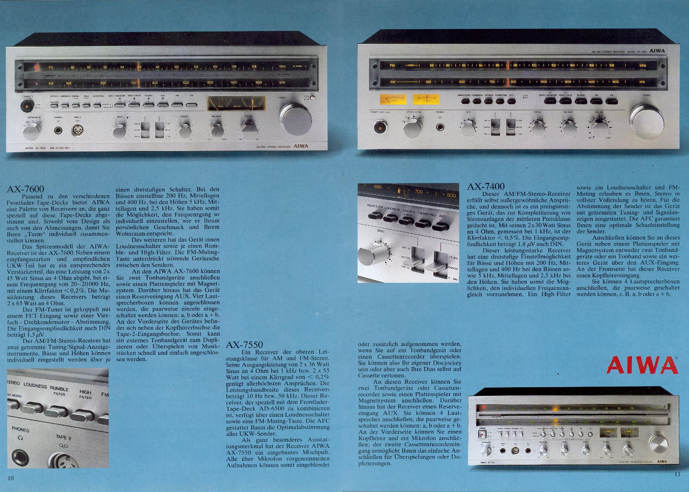 AIWA AX-7600 AX-7400 integrated amplifiers