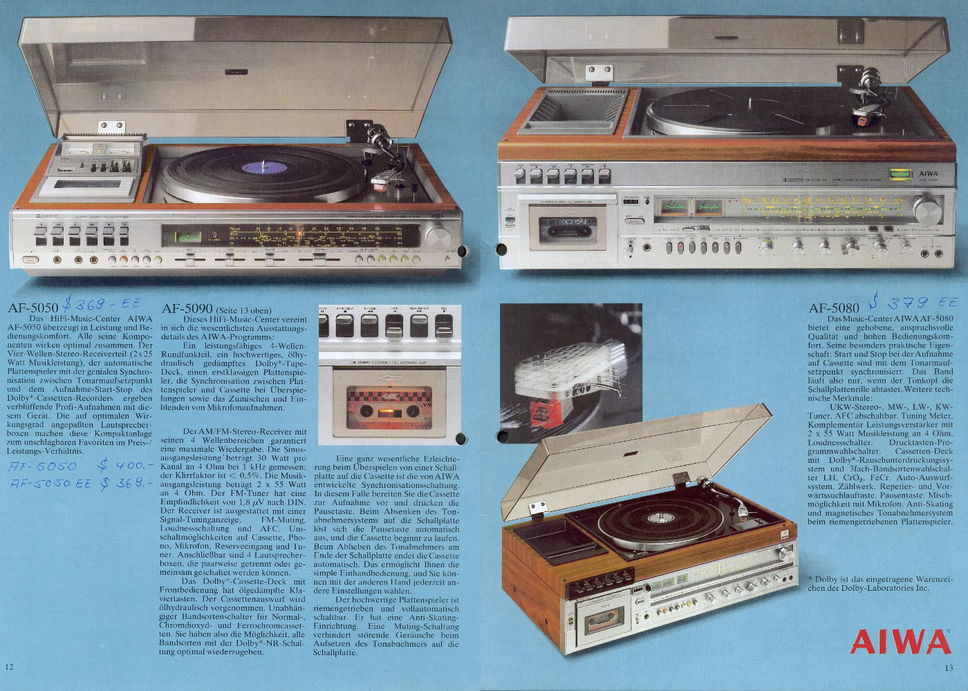 AIWAAF-5050 and AF-5090 music centers