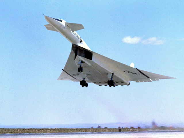 NASA ECN-792 XB-70 Climbs Out after Takeoff
