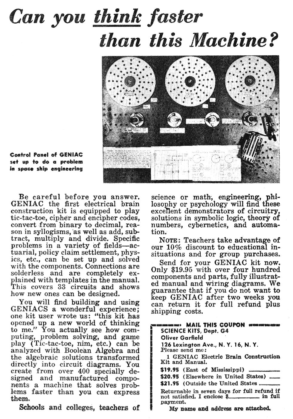 Geniac computer kit - can you think faster than this machine?