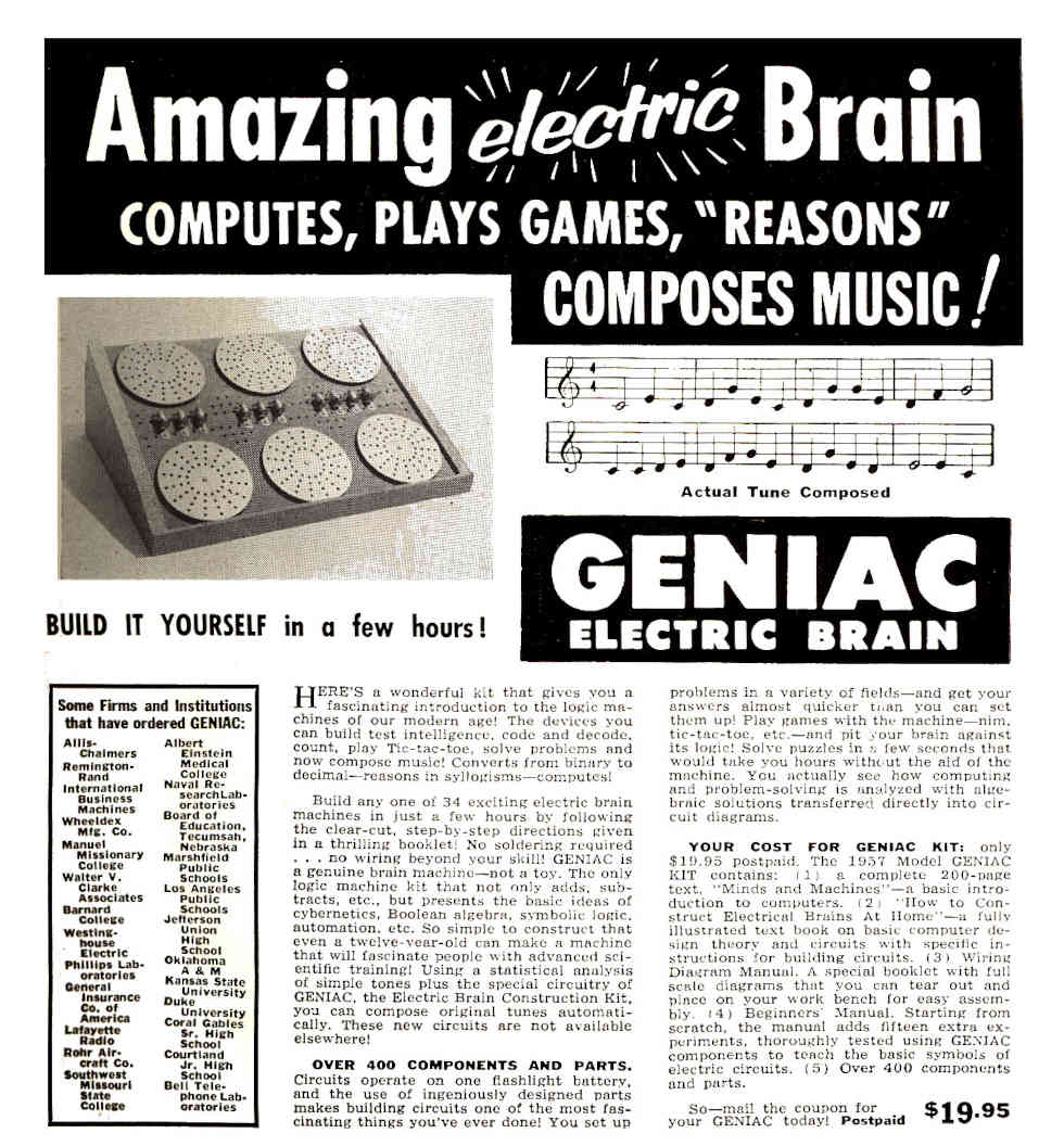 Geniac computer kit - amazing electric brain that composes music