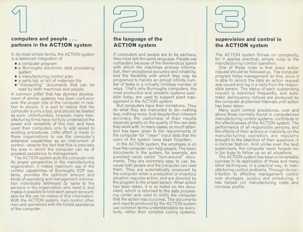 Burroughs 3-step ACT!ON manufacturing process