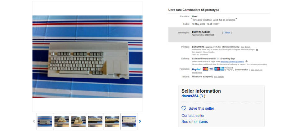 Commodore C65 eBay Listing 223509001295