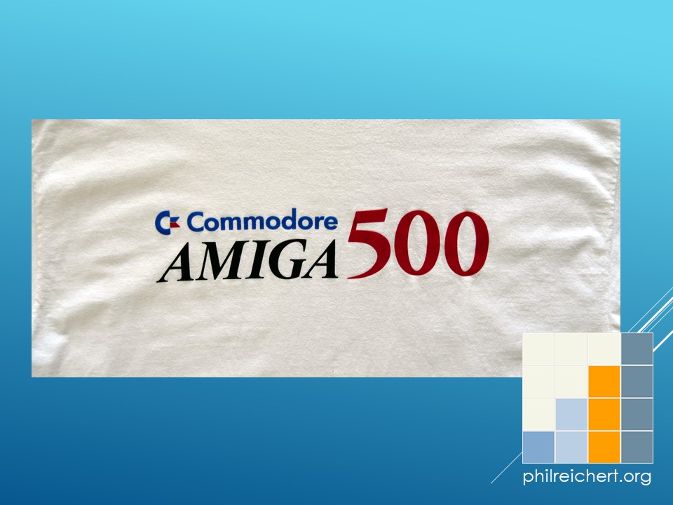 Commodore Amiga 500 logo t-shirt design detail